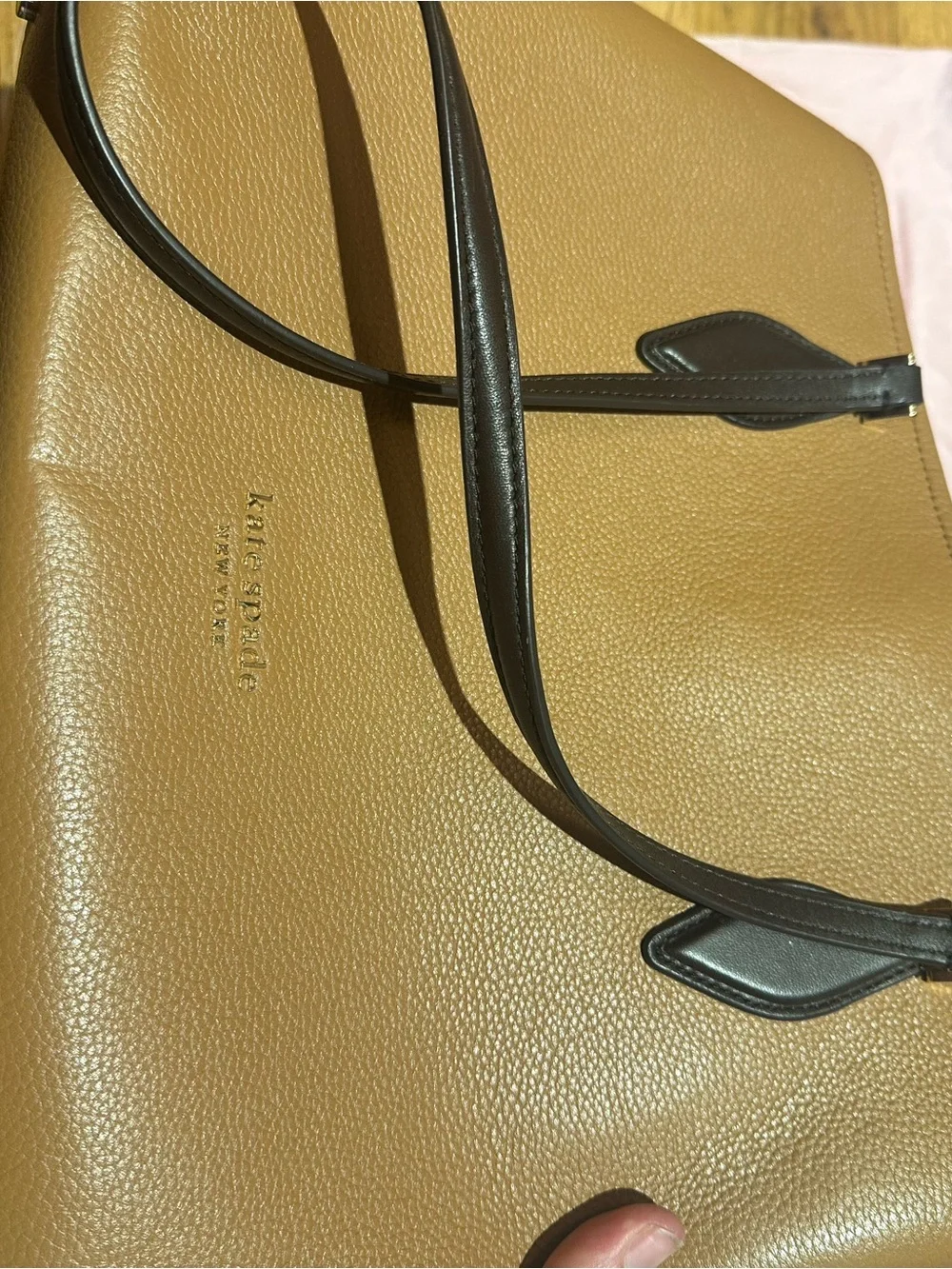 kate spade Tan Pebbled Leather Tote with Brown Straps